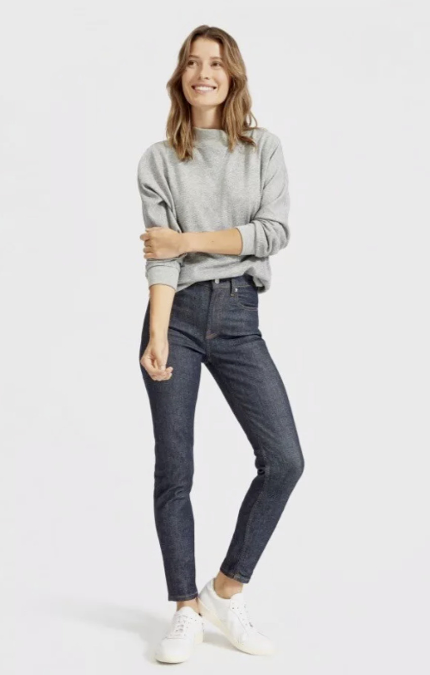 Everlane Jeans Dark Wash Blue Denim High Rise Classic Cotton Stretch Size 28